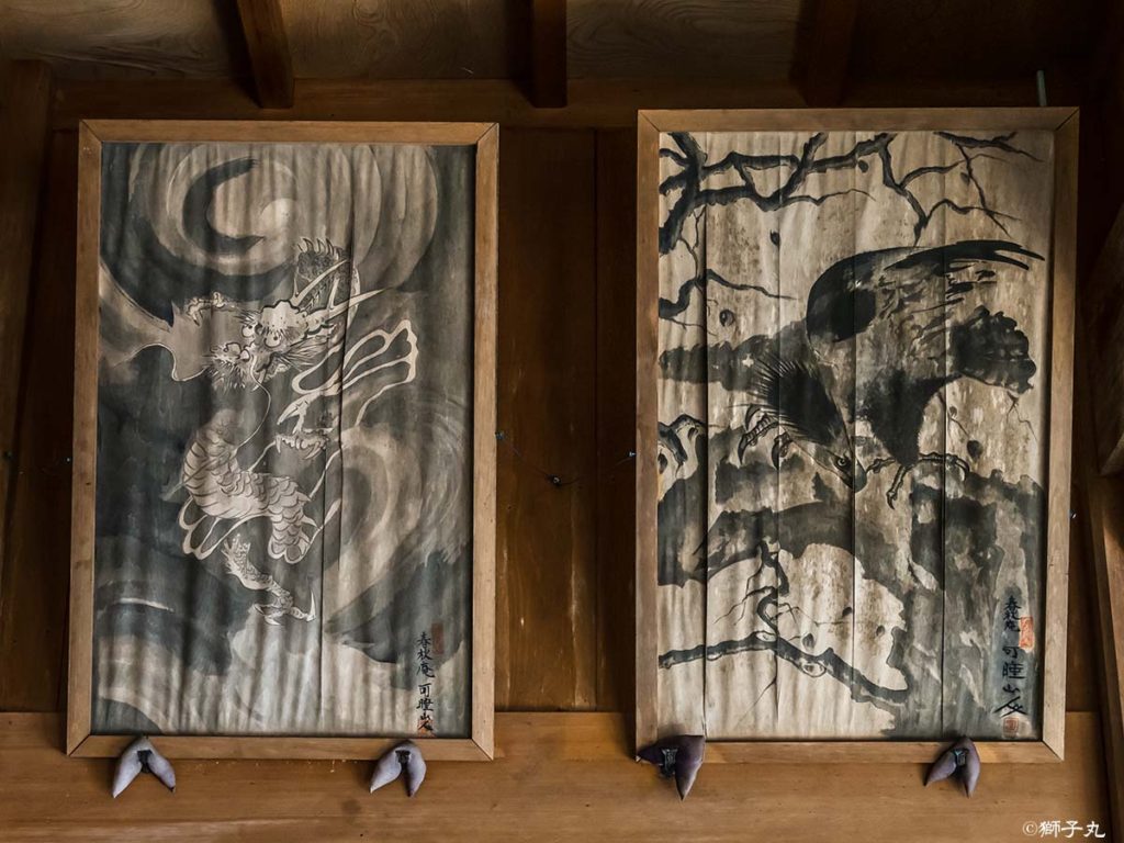 坂本神社諏訪社　拝殿内　水墨画