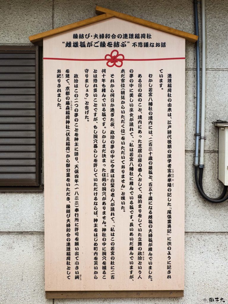 若宮八幡社（名古屋市中区）　連理稲荷神社　案内板