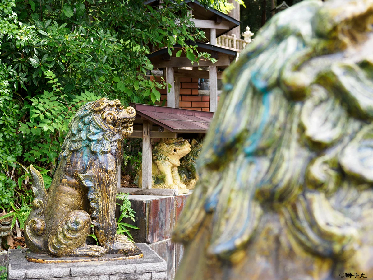 古瀬戸黄釉狛犬／千葉県 瀬戸焼 灰釉古瀬戸釉狛犬 24cm